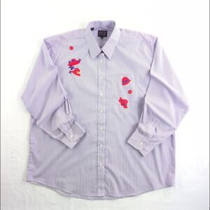 Vintage P.G.B. Purple Pinstripe Red Hat Embroidered GrannyCore Women's 1X